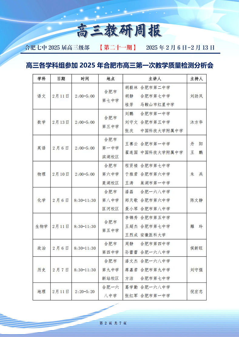 合肥七中高三年级科研周报（二十一）(图2)